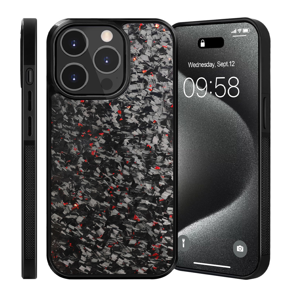 Luxury Gloss Real Carbon Fiber Armor Shockproof Cover for iPhone 15 Pro Max 14 13 12 11 Case Wireles
