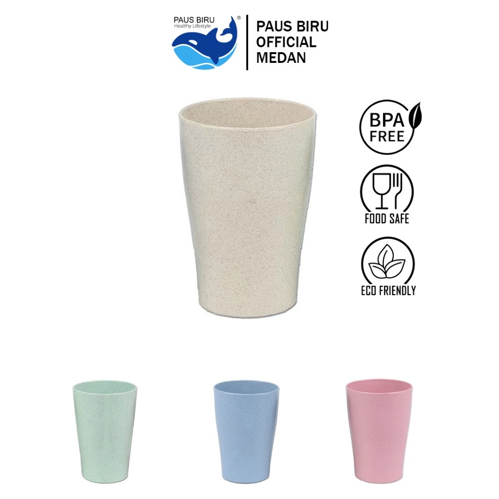 Paus Biru - Gelas Wheat Straw Minum Cup Cangkir Tahan Jatuh / Gelas Jerami Gandum Food Grade Melamin