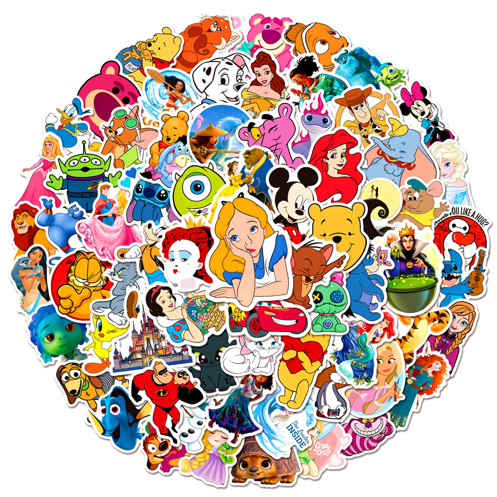 

100Pcs Disney Mixed Cartoon Stitch Stickers Mickey Decals DIY Laptop Luggage Phone Motorcycle Waterproof Sticker Children Toy