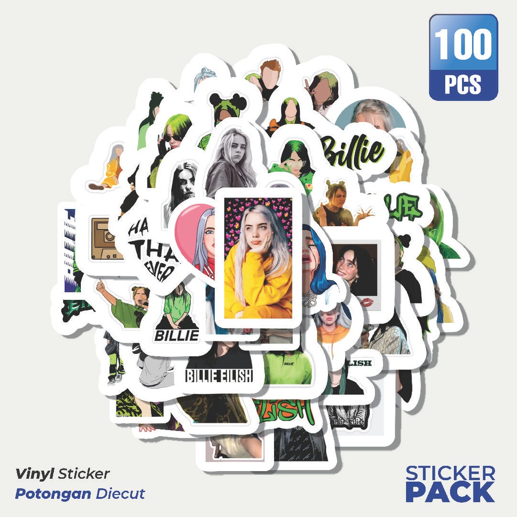 

Super Hemat! 100 PCS Stiker Billie Eilish Waterproof Aesthetic- Untuk Laptop, Motor, dan Helm - Paper Stationery Pack