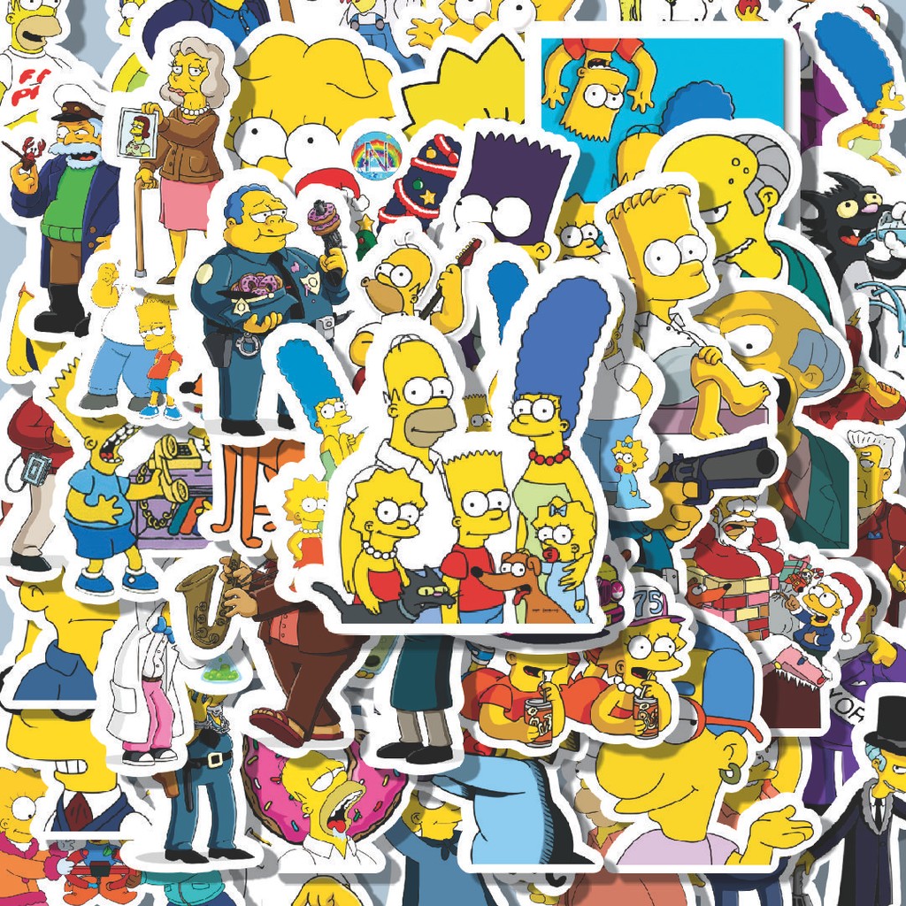

100PCS Lucu Stiker Kartun The Simpsons Series - SIMPSONS 2 Stiker Aesthetic Stiker Anti Air Stikers Berperekat Waterproof sticker decal buat Motor Helm Buku Journal Koper Casing HP Laptop Botol Minum Hadiah anak