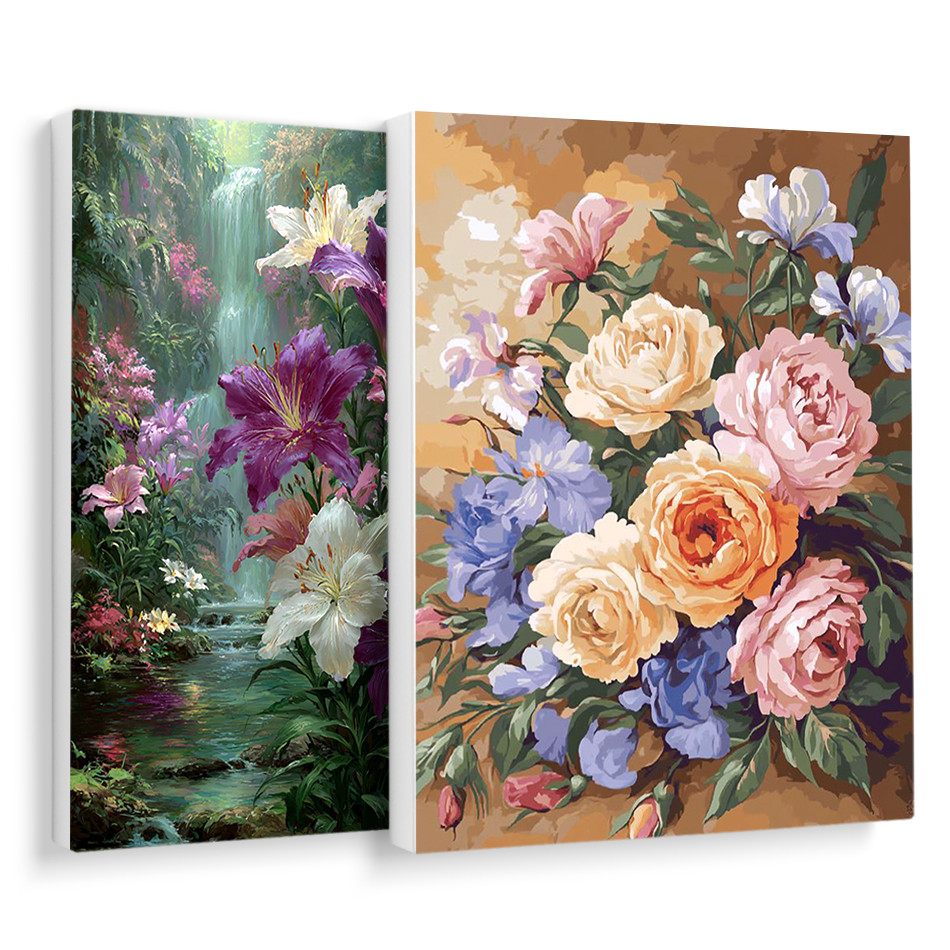 

RUOPOTY Paintings For Painting By Numbers Vintage floral decoration painting Markers By Numbers Picture Drawing Markers Acrylic