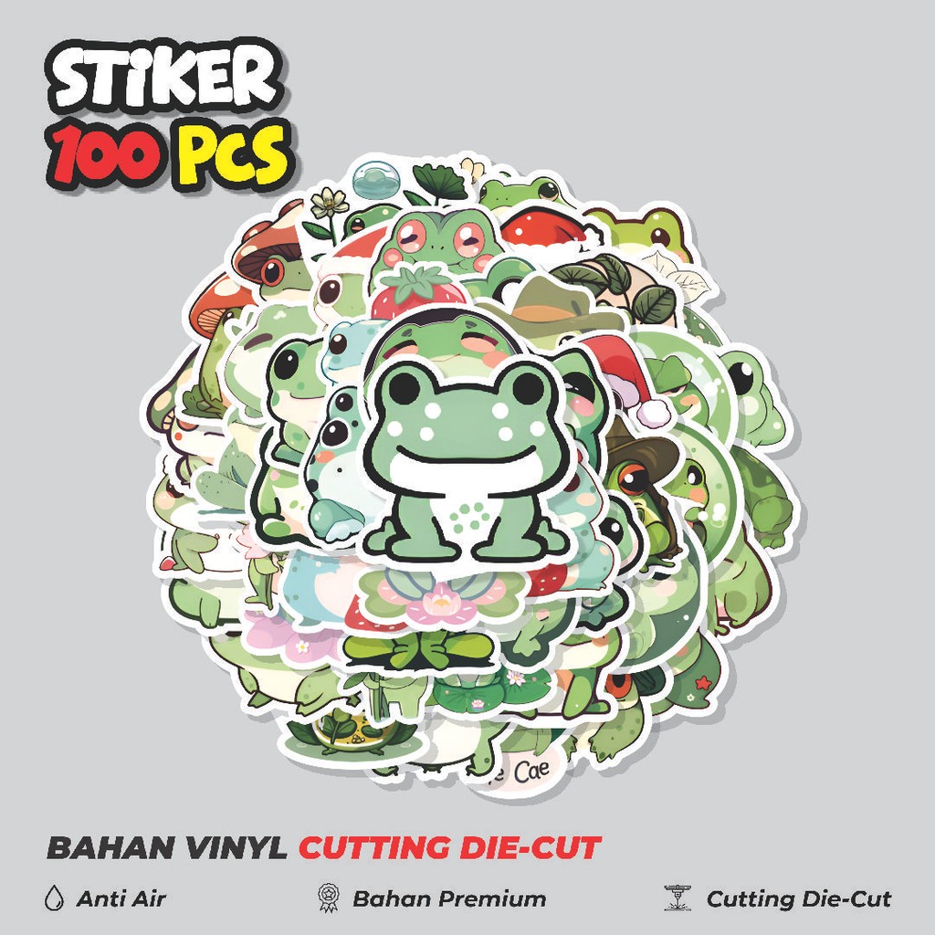 

Terbaru! 50 pcs Stiker Hewan Katak Lucu Dekorasi Lucu Kreatif untuk Notebook, Skateboard, HP