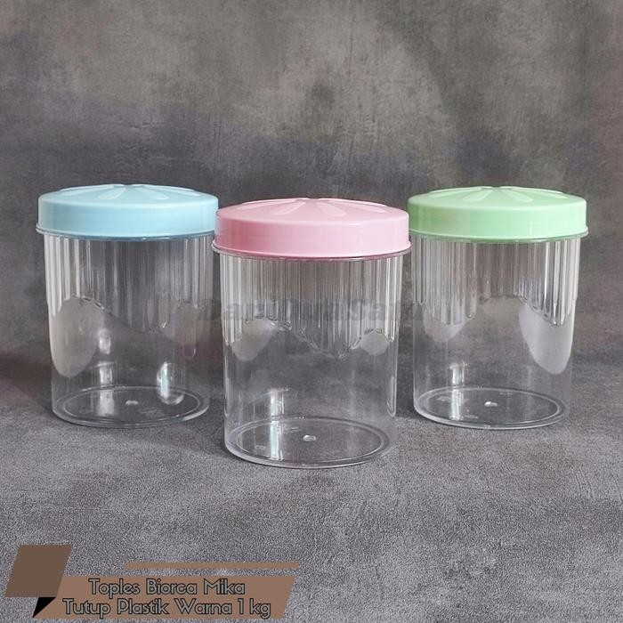 Toples Kue Kering Kacang Permen Aklirik Mika Tutup Plastik Drat 1 Kg