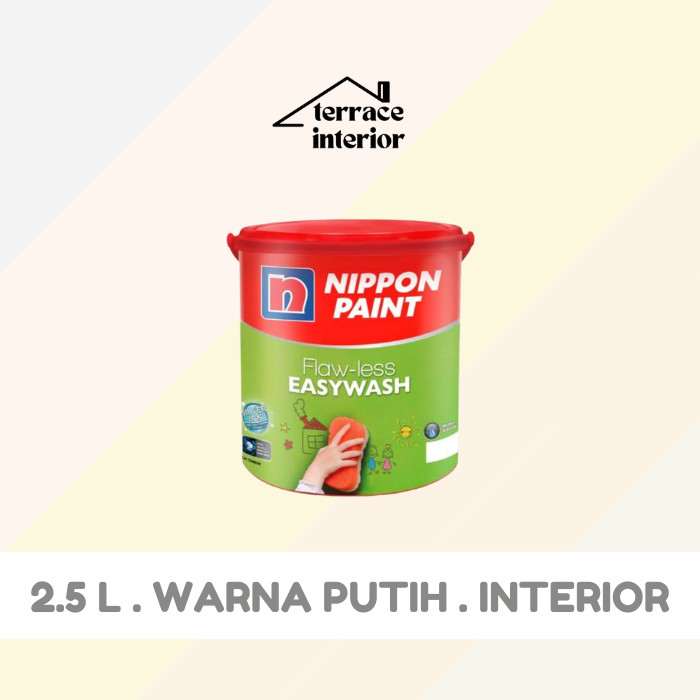 Cat Tembok Nippon Paint Flawless Easywash Interior Warna Putih 2.5 Liter