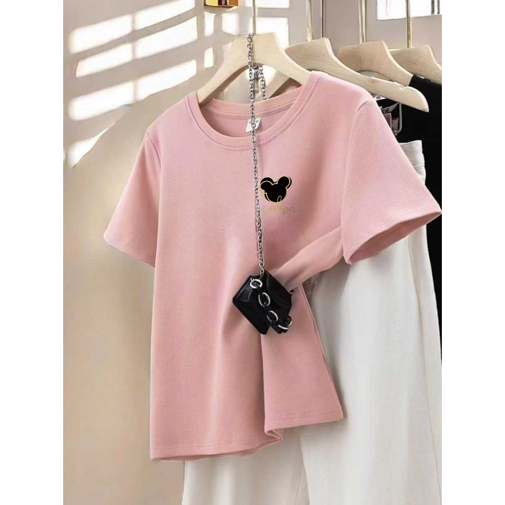 Misco Crop Top y2k Kaos Wanita Lengan Pendek Disney Mickey Mouse Print Baju Crop Top Korea Style 100