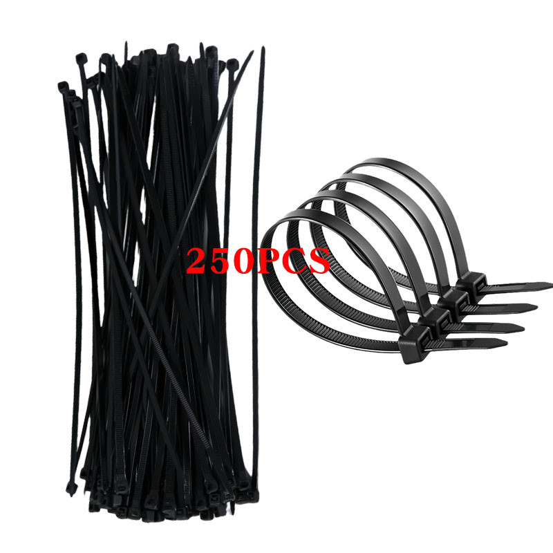 

Self-Locking Nylon Cable Ties 5x250mm Reusable Adjustable Black Wire Straps for Fastening Cables, Plastic Bundling Ties