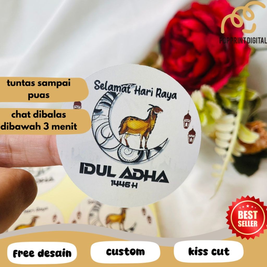 

PpD 5-8 Sticker Selamat Hari Raya Idul Adha Sticker Lebaran Haji Toples Cookies Free Desain Custom