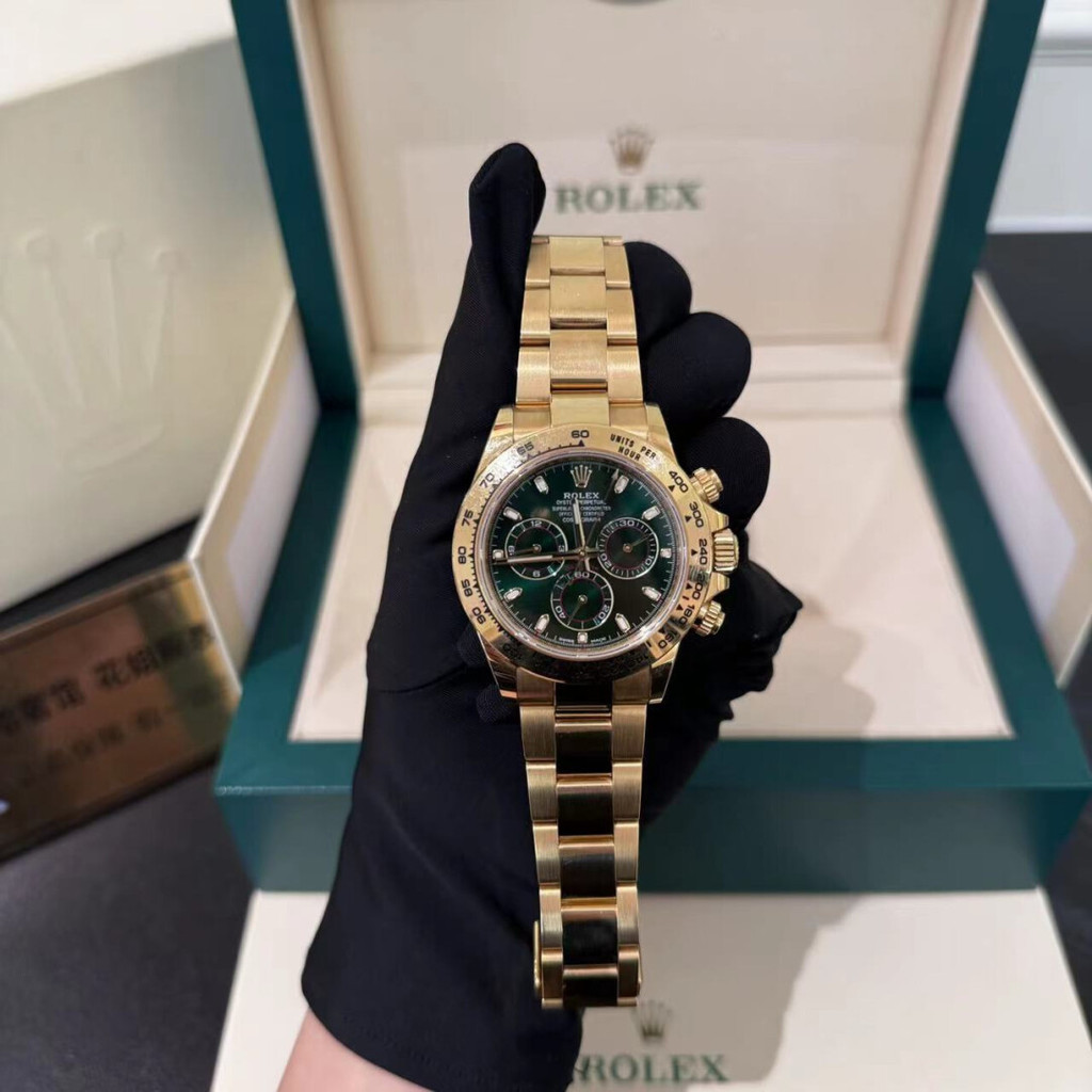 Jam tangan Rolex pria emas hijau di emas jam tangan bercahaya mewah jam tangan mekanik jam tangan pr