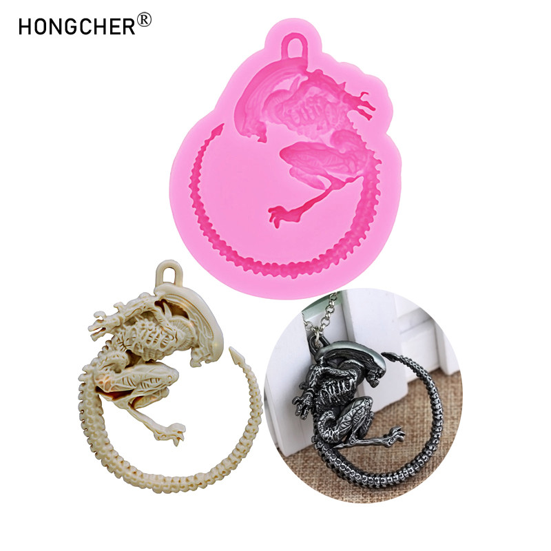 

Alien Alien Keychain Bag Pendant Silicone Mould Epoxy Resin Necklace Plaster Aromatherapy Decoration Silicone Drip Moulds