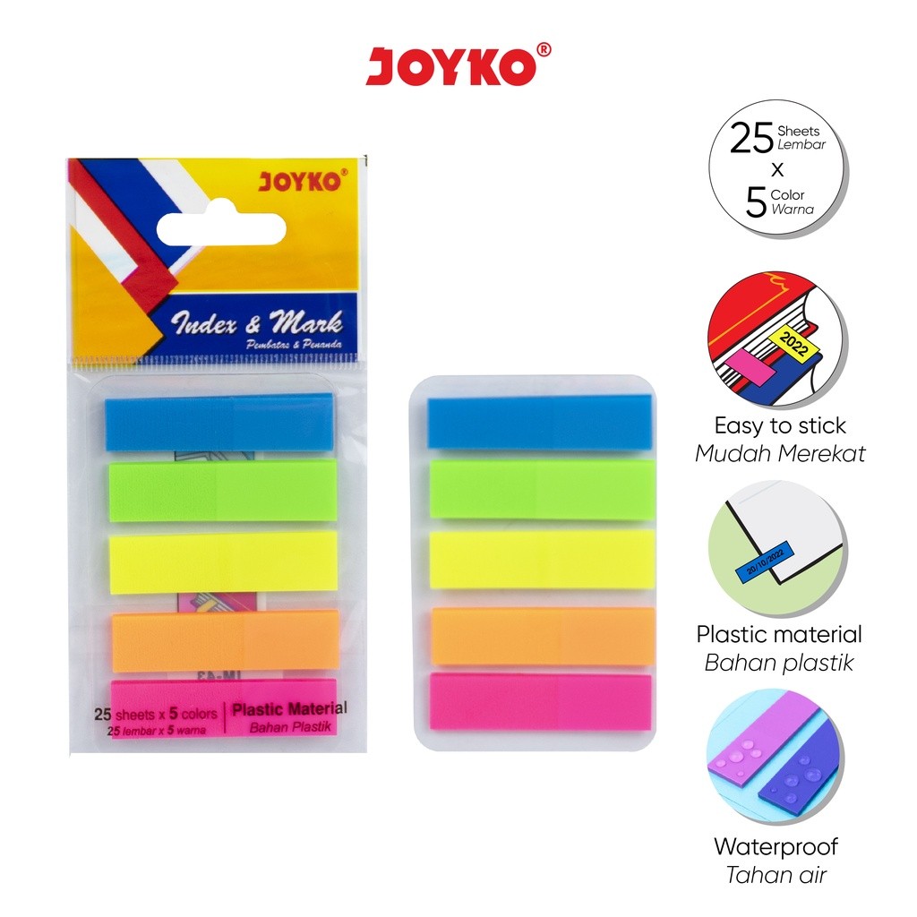 

Index & Mark Penanda Pembatas Joyko IM-43 Plastik - Sticky Note Page Markers Flags Index