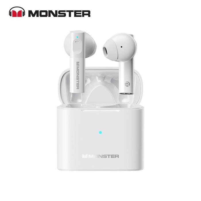 Monster XKT03 Wireless Bluetooth Earphones Mini Earbuds TWS Gaming Low Latency - Putih