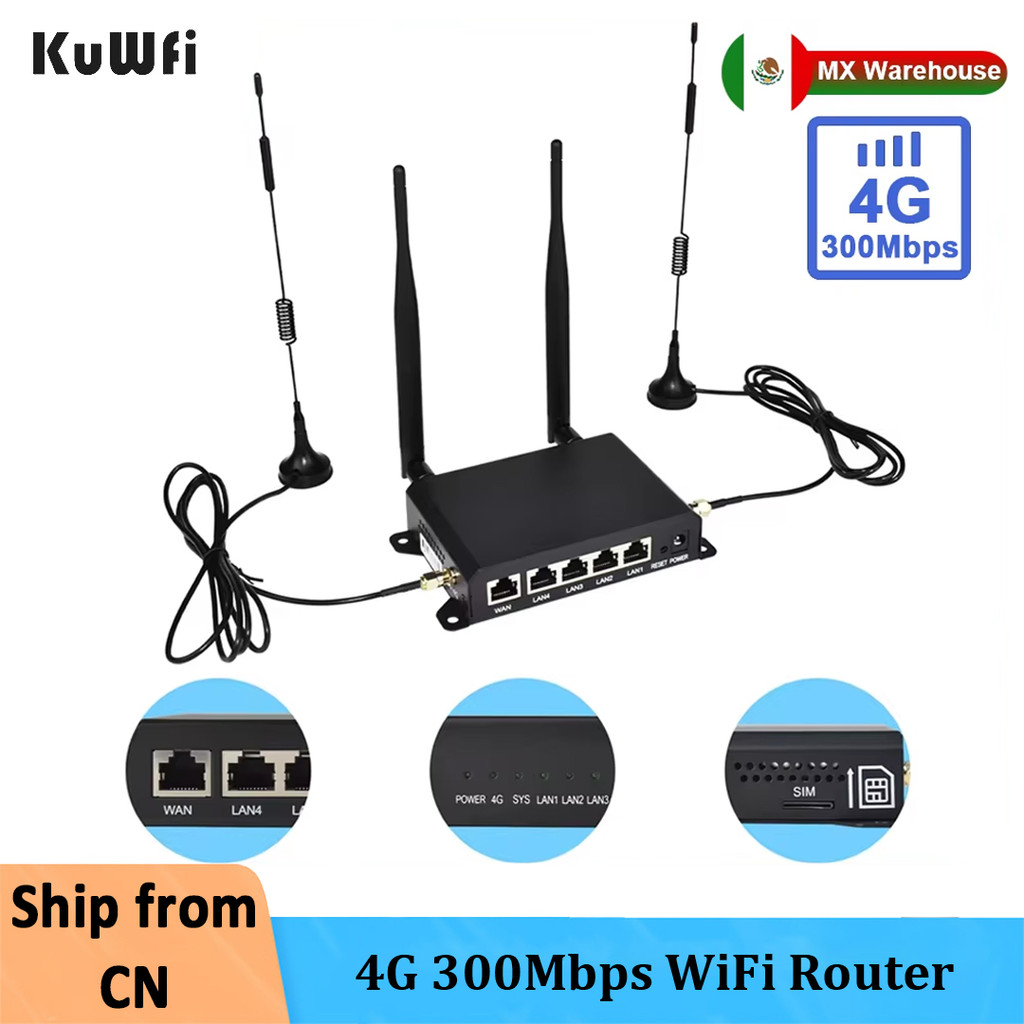 KuWFi 4G SIM Card Router Wireless WIFI Router 2.4G LTE Access Point Support VPN DDNS Hotspot Network