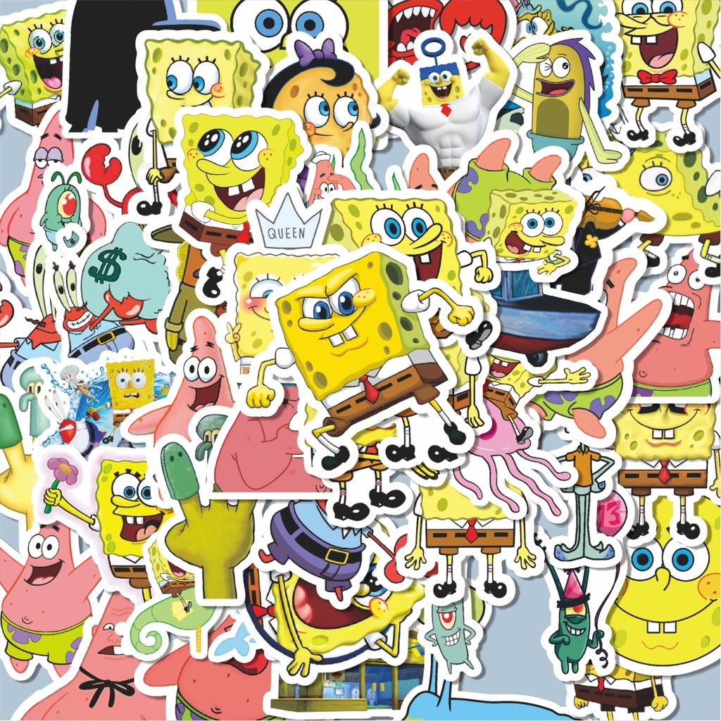 

100PCS Lucu Stiker Spongebob Squarepants Universe Series Character Mix 4 Stiker Aesthetic Stiker Anti Air Stikers Berperekat Waterproof sticker decal buat Motor Helm Buku Journal Koper Casing HP Laptop Botol Minum Hadiah anak