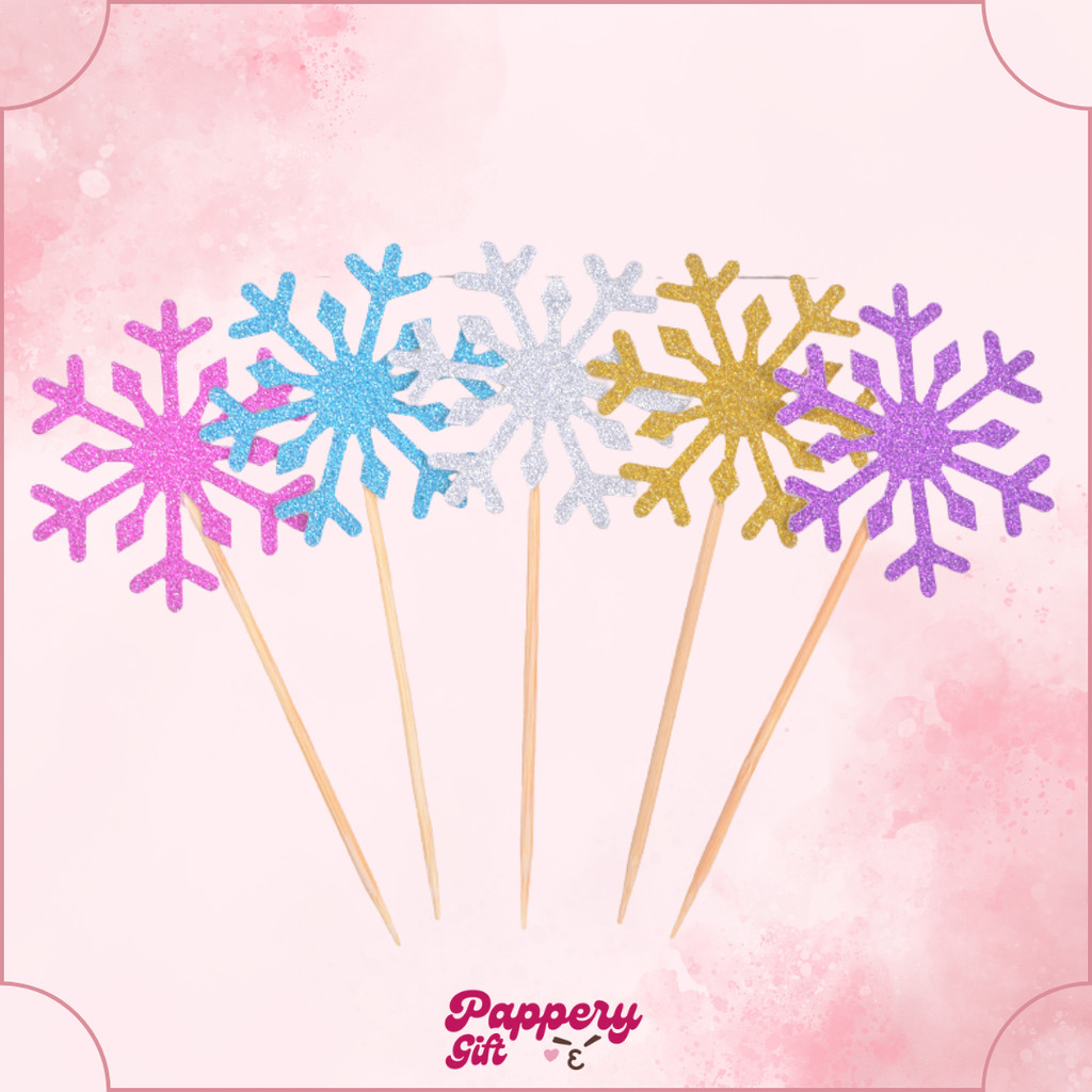 

5PCS Topper Snowflake Topper Salju Frozen Elsa / Hiasan Kue Elsa / Kepingan Salju - SE0632