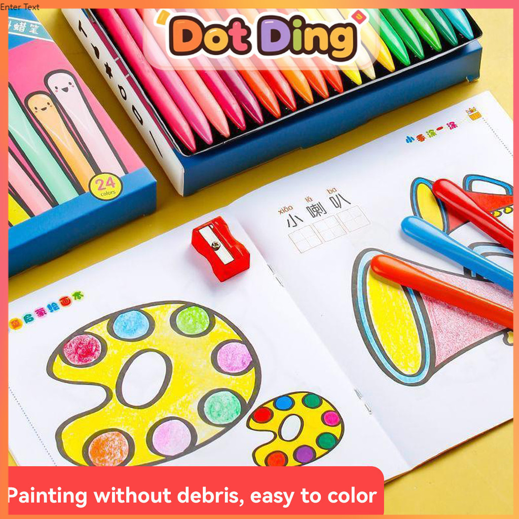 

[DOTDING]Crayon Segitiga Anti Pecah Krayon Plastik Anak 6 /12 /24 /36 Warna Mudah Dicuci Tidak Lengket Di Tangan
