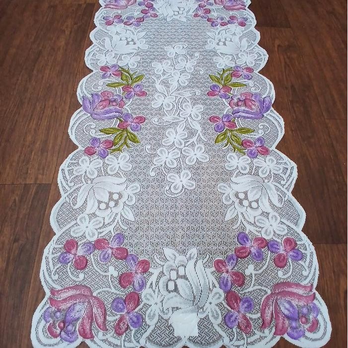 [[Promo]] taplak meja ruang tamu minimalis taplak meja tamu rajut - ungu, 50x100cm