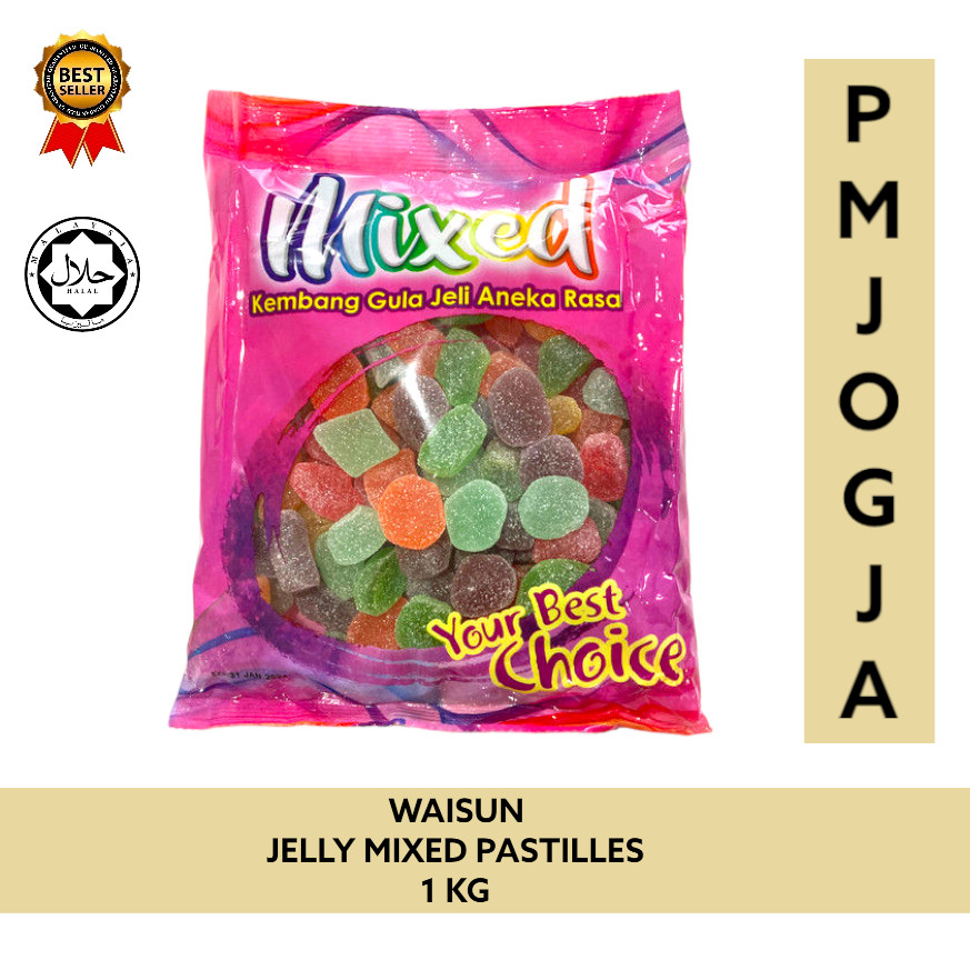 

Permen jelly empuk Waisun (mixed pastilles candy)/ Jelly Fruit Malaysia 1kg