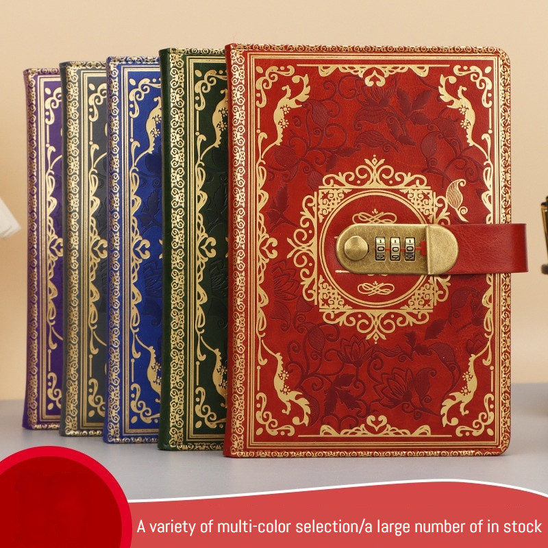 

A5 Retro Digital Password Notebook Diary with Lock Thickened PU Leather Creative Handbooks Office and Learning Stationery