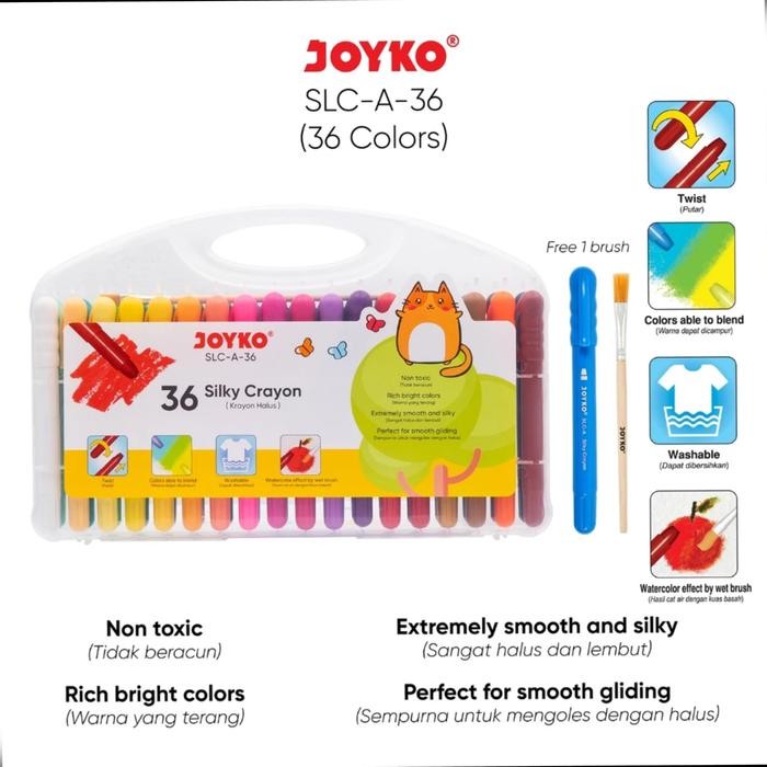

Silky Crayon SLC-A-36 Krayon Halus Joyko Warna Colors 36 WARNA