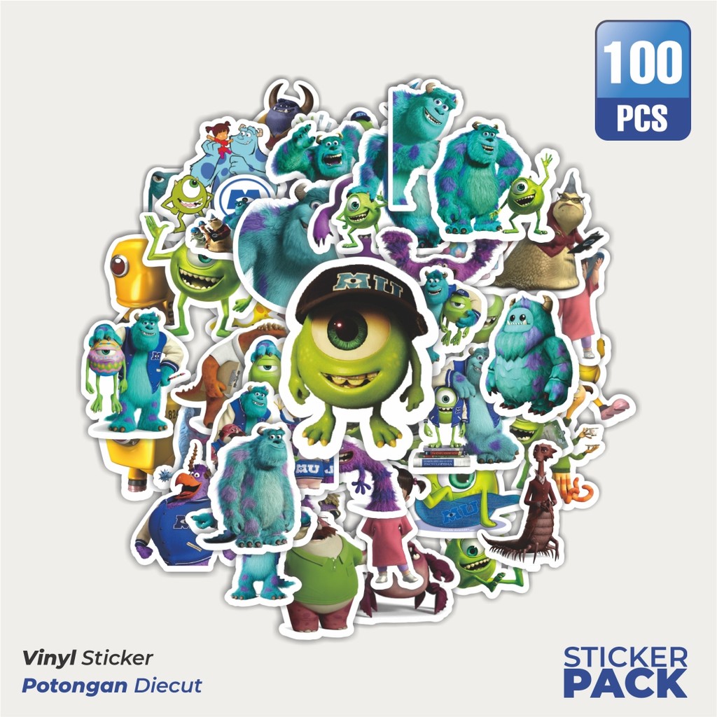 

Super Hemat! 100 PCS Stiker Stiker Pixar Series Monster Dekorasi Lucu Kreatif untuk Notebook, Skateboard, HP