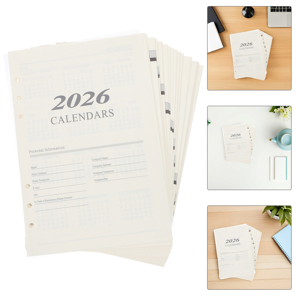 

A5 Size 2026 Refillable Planner Core White Paper Inserts 6-Ring Binder Monthly Organizer College Ruled Prepunched for Planners