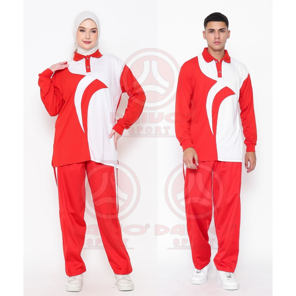 1 Set Baju Olahraga Merah Putih Couple Wanita dan Pria