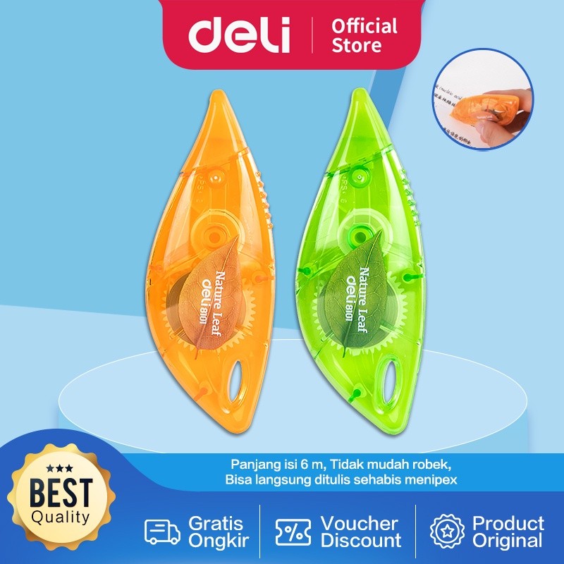 

DELI Tip Ex Kertas Pita Koreksi terbuat dari bahan plastik tidak mudah robek [5 mm x 6 m] E8101