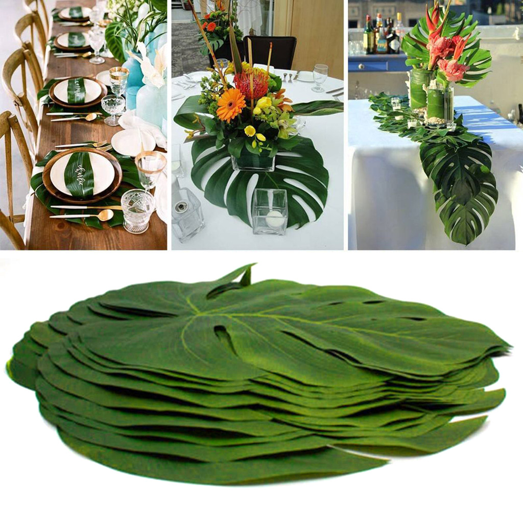 

Artificial Tropical Palm Leaves Jungle Party Decoration Safari Animal s Summer Hawaiian Wedding Birthday Party Home Table Decor