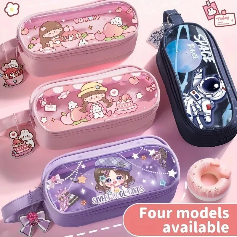 

Student Multifunctional High Quality Large Capacity Visual Pencil Bag Cartoon Unisex Waterproof Storage Box Stationery Bag