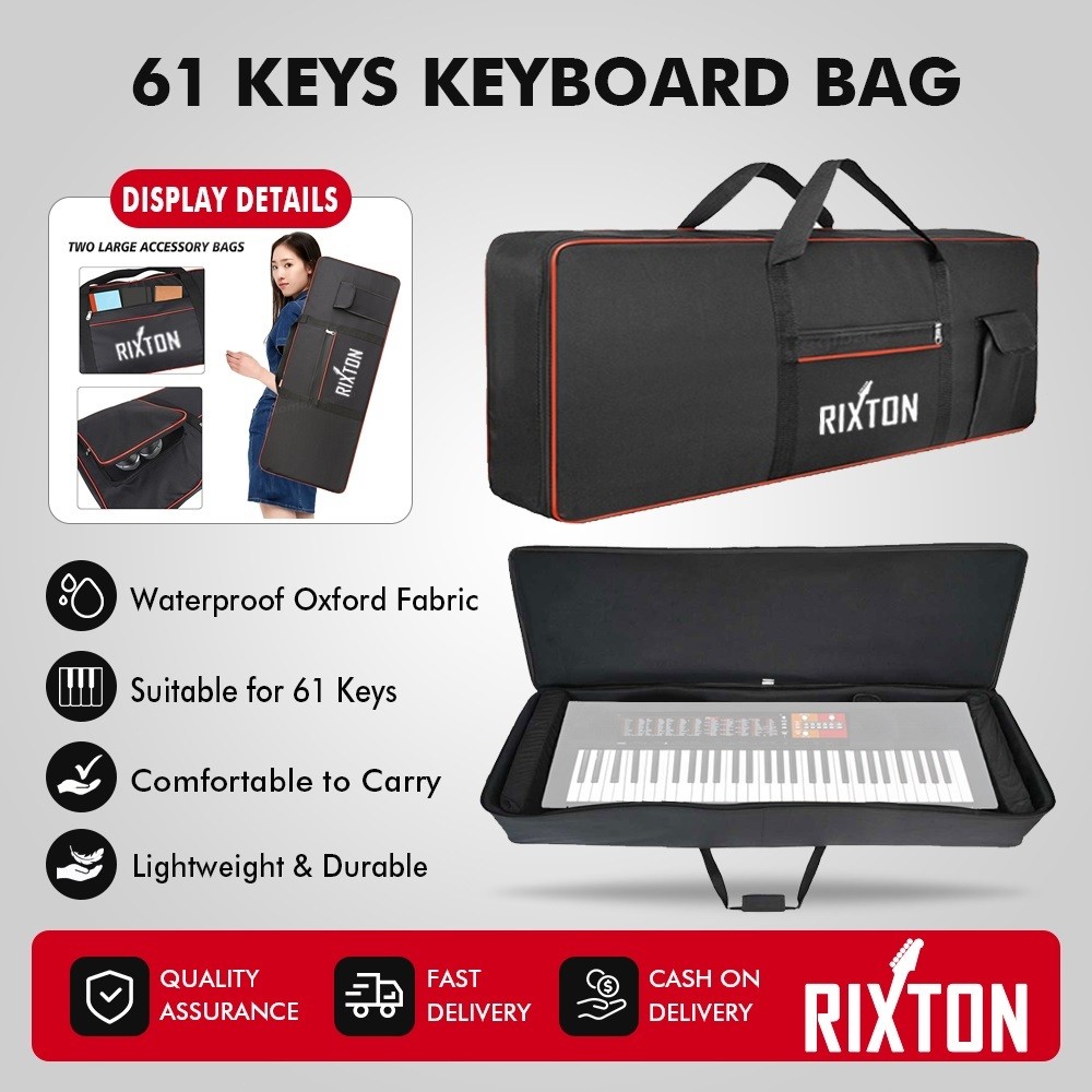 

RIXTON Tas Piano Elektronik Kotak Keyboard 61 Tombol Tas Keyboard Instrumen Keyboard Tahan Air