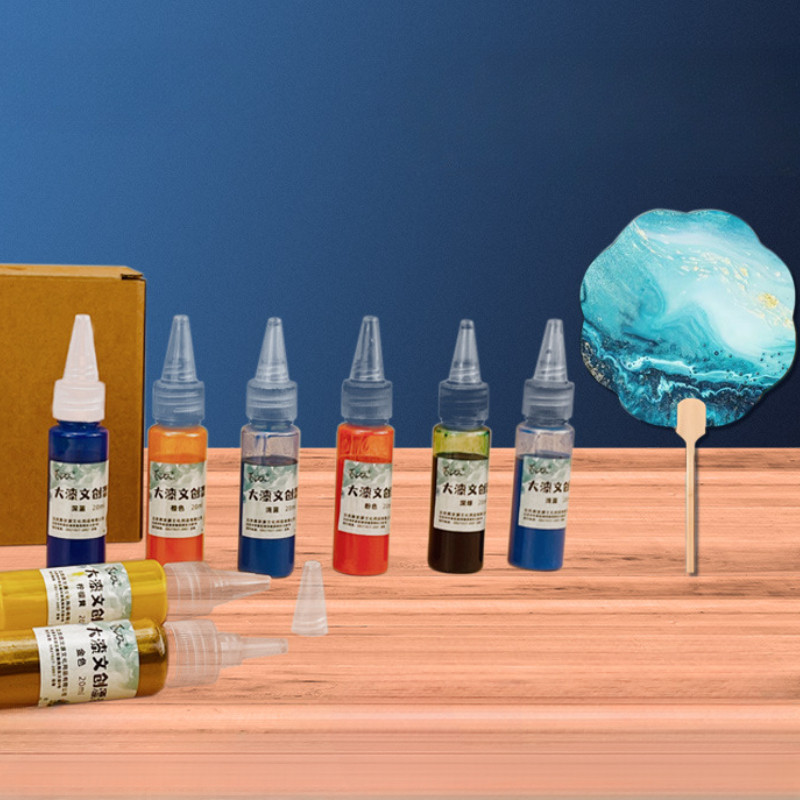 

20ML Intangible Cultural Heritage Creative DIY Paint Fan Pigment Group Fan Ancient Style Rice Paper Natural Drift Paint