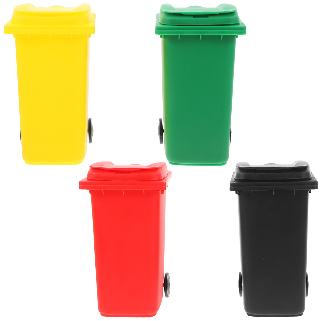 

4 Pcs Mini Trash Can Pen Holder for Desk Compact Desktop Garbage Bin Multifunctional Pencil ganizer Sturdy Plastic Stationery