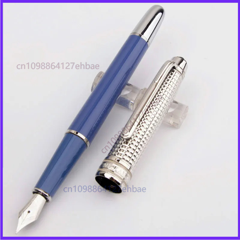 

Limited Edition Deep Blue Silver Cap High Quality Rollerball Ballpoint Pen MB Writing Office Office Supplies With Serial Number