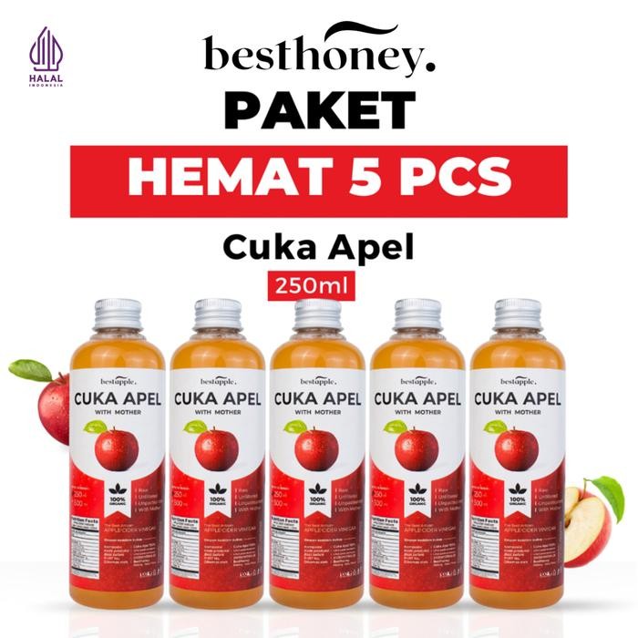 

Paket Cuka Apel 5 Pcs - Diet Detoks - Apple Vinegar - Toner Wajah