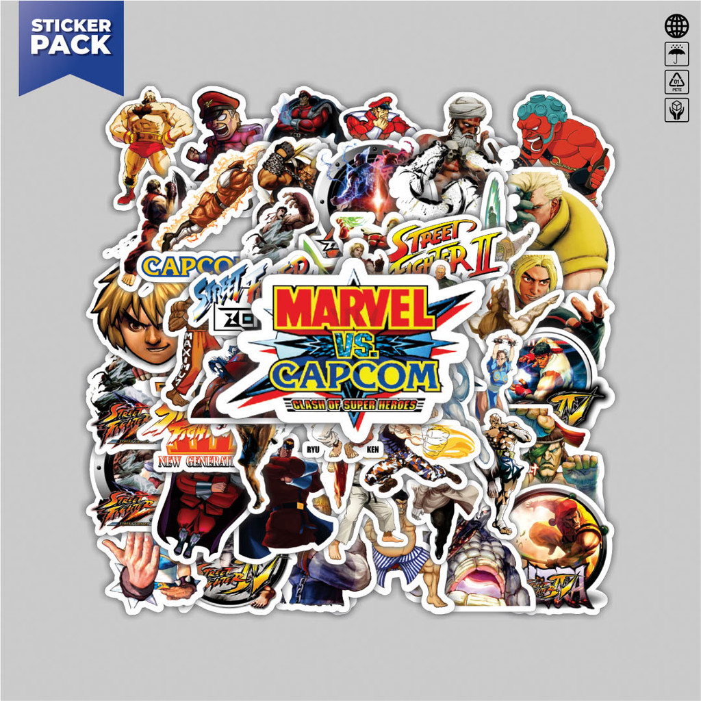 

[100PCS]Stiker Pack Stiker Video Game Series Street Fighter Character Mix Aesthetic Vinyl Anti Air Dekorasi Sticker Laptop Buku Journal Koper Helm Casing HP Gitar Helm Skateboard