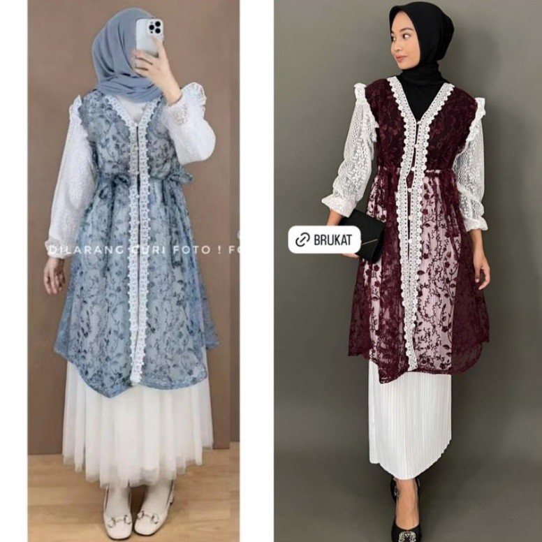 Brukat Kekinian // Oke Pr Yeril Outer Tunik Lace Brocade Outer Lengan Panjang Undak  Outer Brukat  O