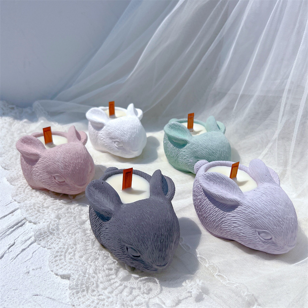 

Silicone Mold for Making Rabbit Candle Holder Easter Bunny Cement Candle Jar Plaster Concrete Hollow Candle Holder Mould Kit