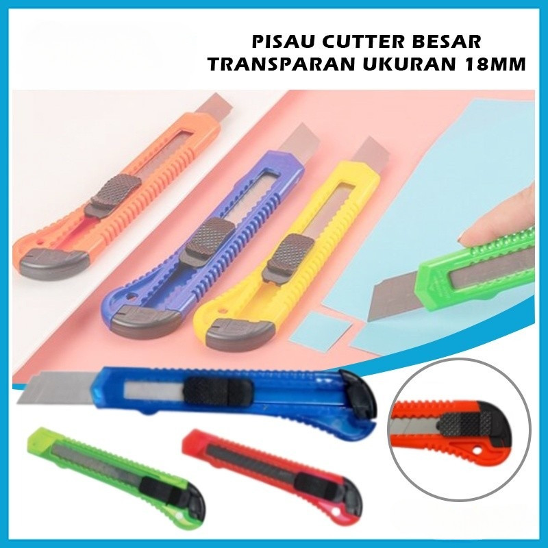 

COD Pisau Cutter Besar 18mm Transparan - Cutter Super Tajam Heavy Duty