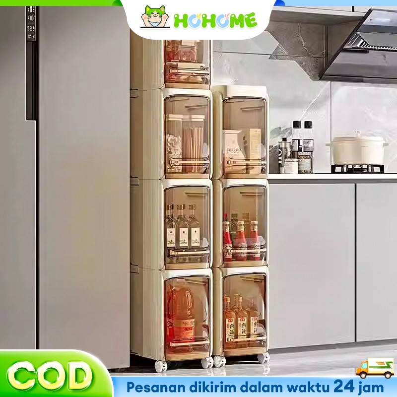 NEW PRODUK HOhome Lemari Dapur Minimalis Rak Dapur Lemari Dapur Serbaguna Lemari Lipat Plastik Lemar