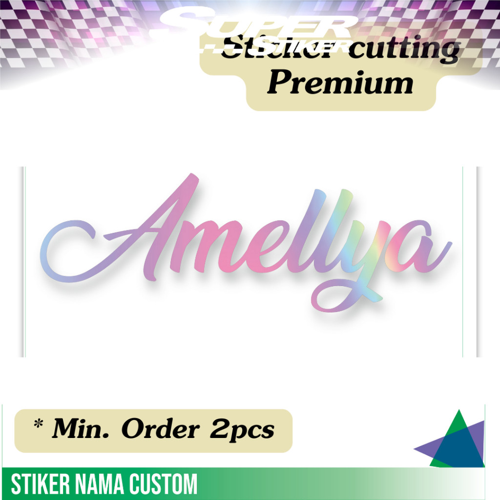 Stiker cutting custom pakai nama sendiri / stiker hologram custom nama