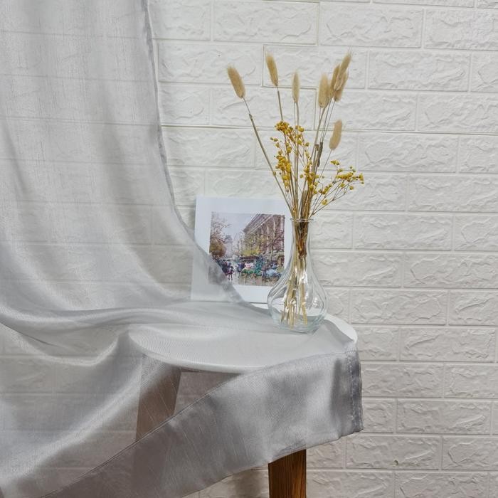 New Vitrase gorden rumah kain putih transparan aksesoris gorden Santorini - Grey