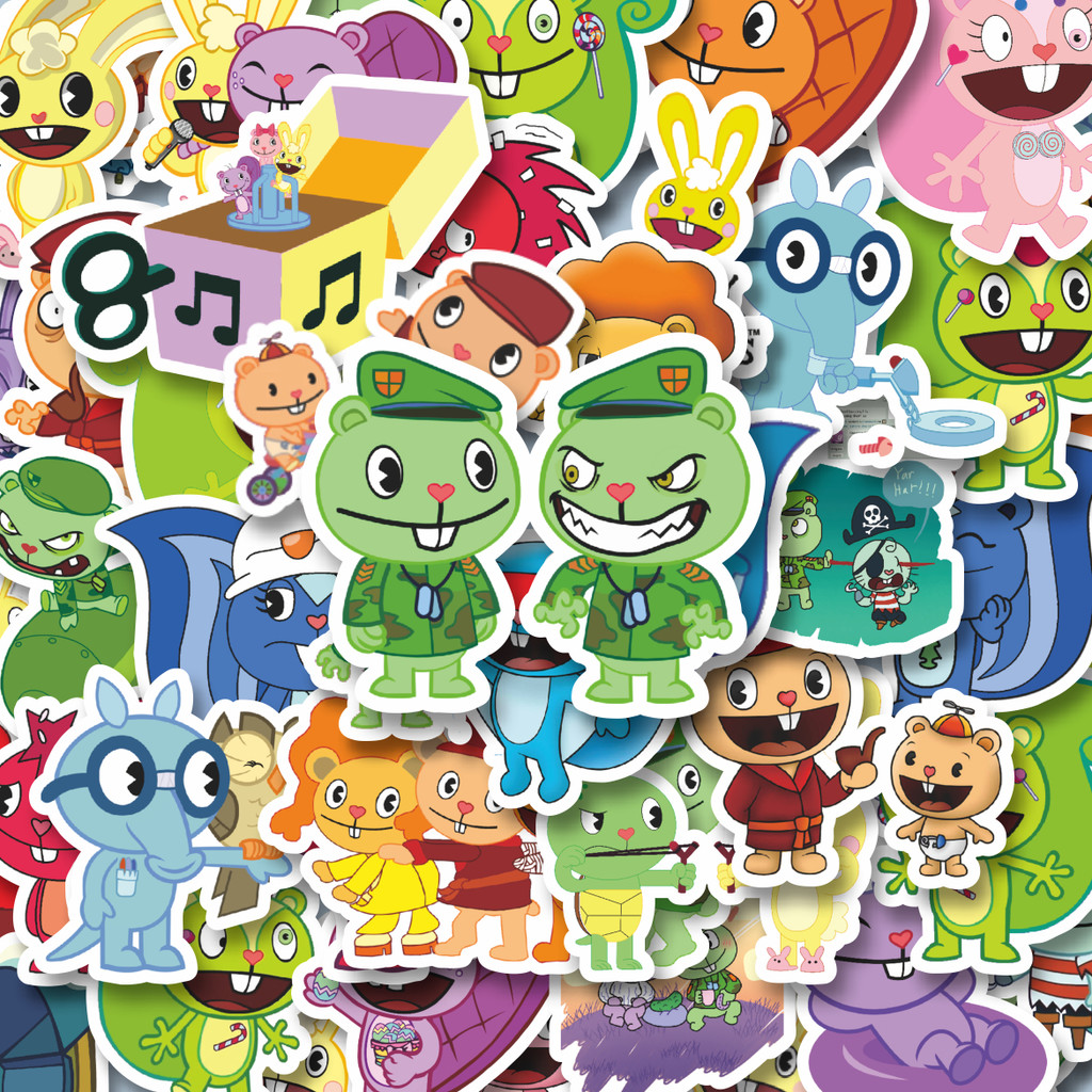 

100PCS Lucu Stiker Kartun Series Happy Tree Friends Mix 2 Stiker Aesthetic Stiker Anti Air Stikers Berperekat Waterproof sticker decal buat Motor Helm Buku Journal Koper Casing HP Laptop Botol Minum Hadiah anak