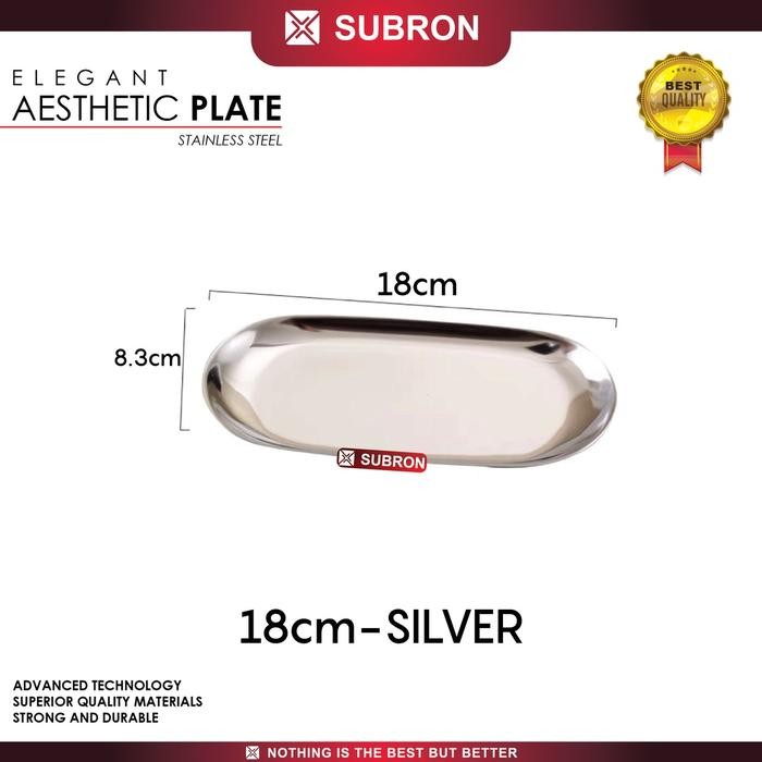 SUBRON Nampan Piring Oval Emas Perak Tray Silver Gold Perhiasan Aesthetic Stainless Kilap Elegan Can