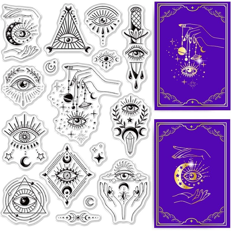 

1pc Egypt Eye Mystic Silicone Clear Stamps for Card Making Tarot Egypt Mystery Gothic DIY Scrapbooking 4.3 x 6.3inch