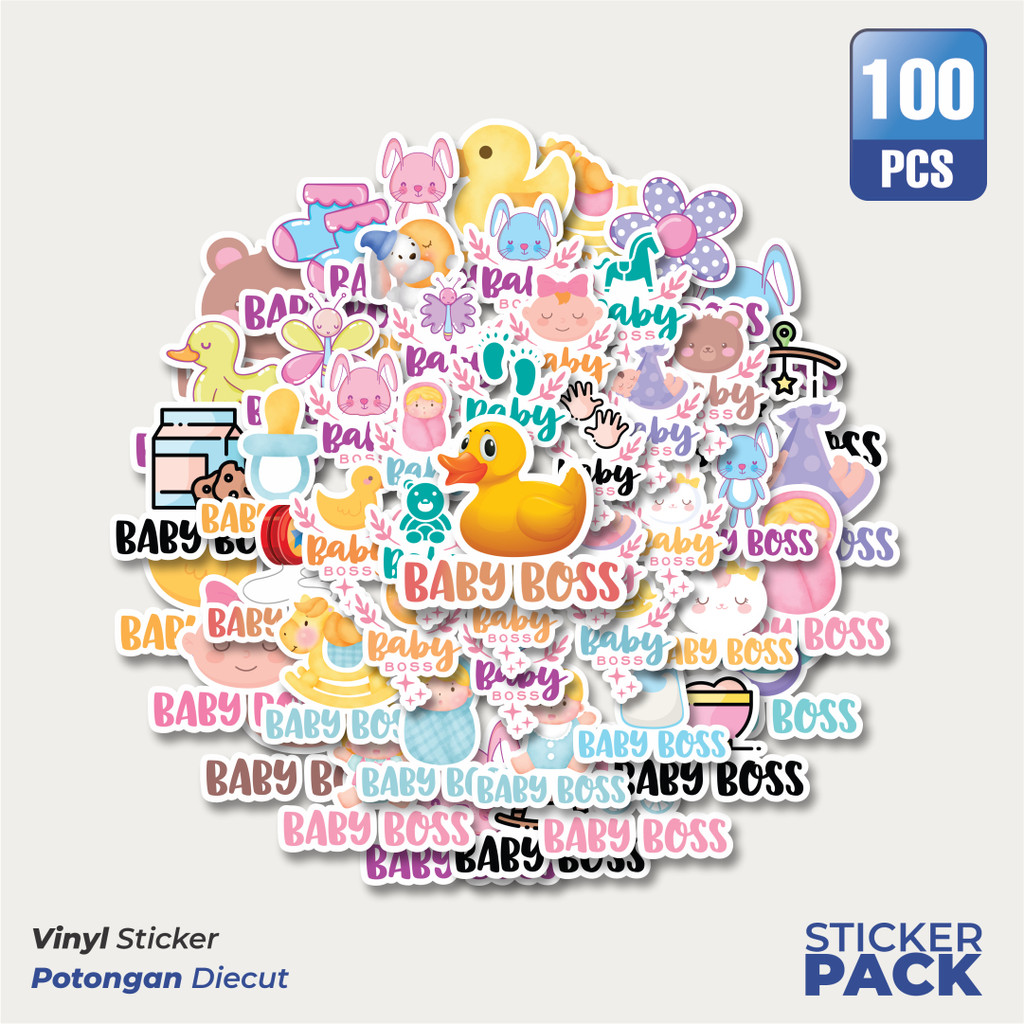 

100 PCS STIKER Stiker Aesthetic Series Baby Boss Waterproof Aesthetic- Untuk Laptop, Motor, dan Helm - Paper Stationery Pack