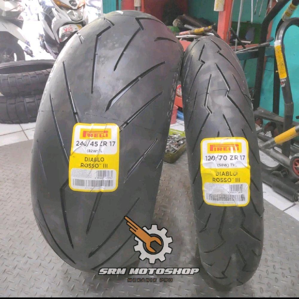 SEPASANG Ban Pirelli 120/70-17&240/45-17 RADIAL Tipe TUBLES Made In GERMANY