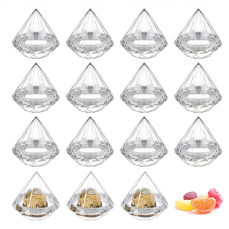 

Happiness house 12 Pcs Diamond Shaped Candy Boxes Transparent Wedding Favors Boxes Birthday Party Decorating Ornament Container