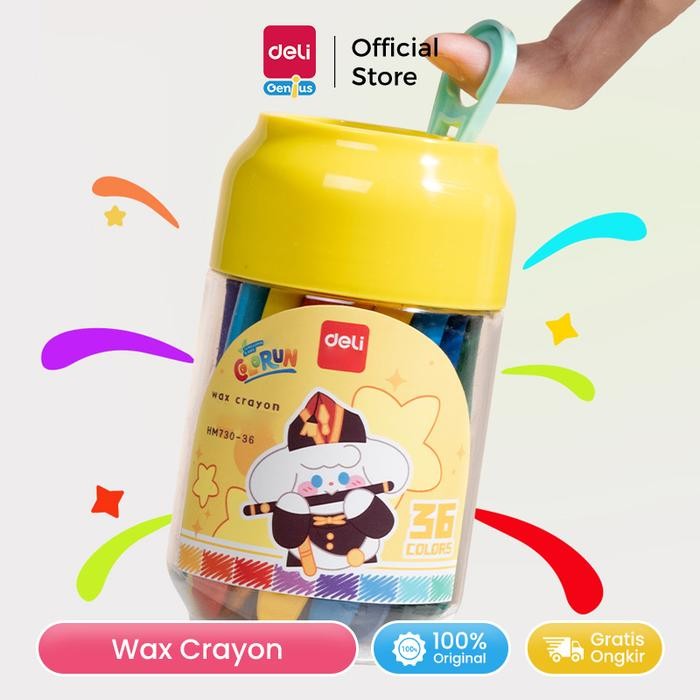 

Sale Deli Krayon Lilin / Wax Crayon Tidak Kotor ditangan Triangular Grip HM730 Pensil Stationery - 24 color Tbk