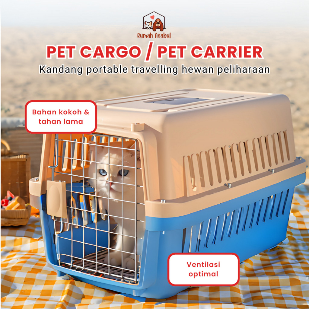 Pet Cargo Kucing Anjing Kokoh - Kandang Kucing Anjing Kelinci Musang - Pet Cargo Pintu Besi - Pet Ca